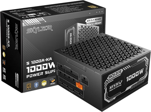 1000W Fully Modular Power Supply, 80+ Gold Certified PSU | ATX 3.1 & PCIe 5.1 Ready | 12V-2x6 Connector | 140mm Low-Noise Fan | 105℃ Japanese Capacitors | Black